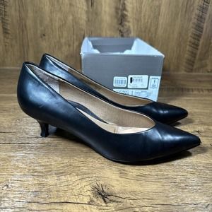 Vionic Womens Kit Josie 389 Black Leather Dress Pumps Shoes 7 EUC